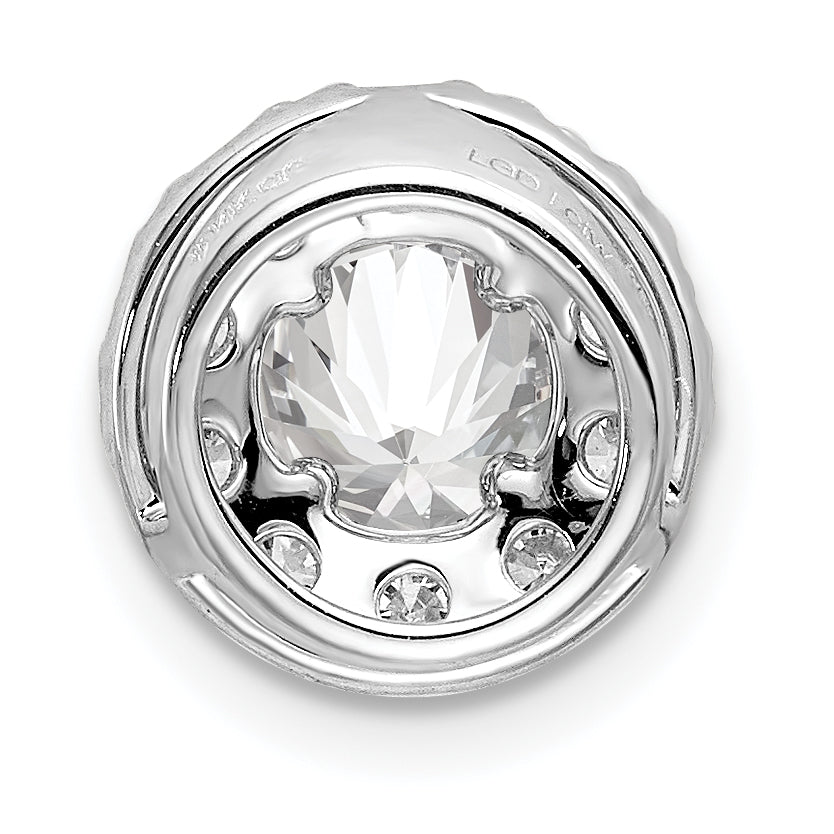 14k White Gold 1 carat Lab Grown Diamond VS/SI+ G+ Round Halo Chain Slide Pendant