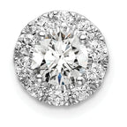 14k White Gold 1 carat Lab Grown Diamond VS/SI+ G+ Round Halo Chain Slide Pendant