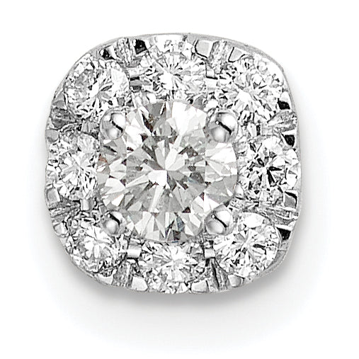 14k White Gold 1/4 carat Lab Grown Diamond VS/SI+ G+ Complete Cushion Halo Chain Slide Pendant Main image