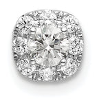 14k White Gold 1/3 carat Lab Grown Diamond VS/SI+ G+ Complete Cushion Halo Chain Slide Pendant