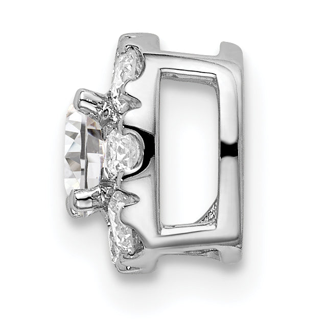 14k White Gold 1/2 carat Lab Grown Diamond VS/SI+ G+ Complete Cushion Halo Chain Slide Pendant