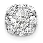 14k White Gold 1/2 carat Lab Grown Diamond VS/SI+ G+ Complete Cushion Halo Chain Slide Pendant