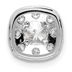 14k White Gold 3/4 carat Lab Grown Diamond VS/SI+ G+ Complete Cushion Halo Chain Slide Pendant