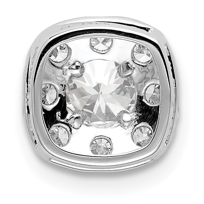 14k White Gold 3/4 carat Lab Grown Diamond VS/SI+ G+ Complete Cushion Halo Chain Slide Pendant