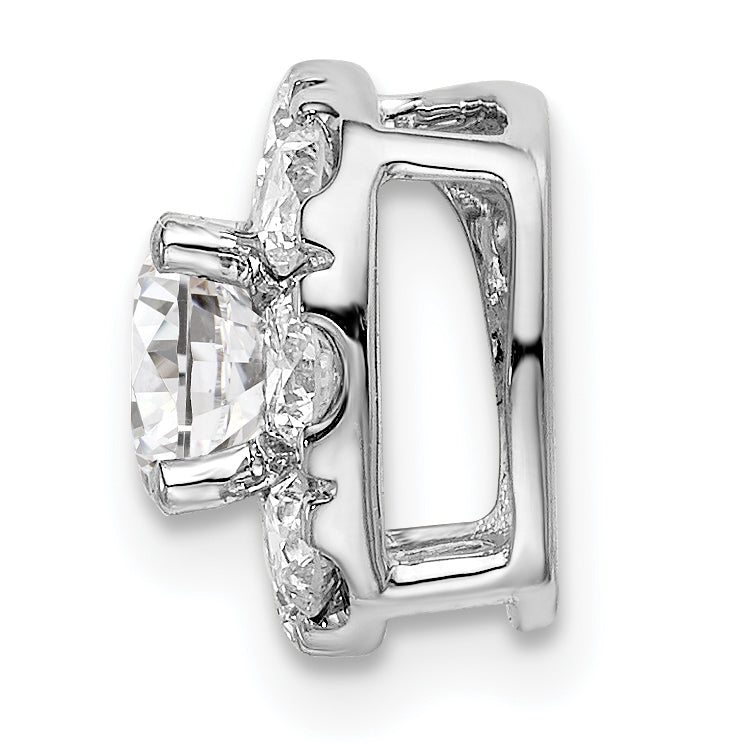 14k White Gold 1 carat Lab Grown Diamond VS/SI+ G+ Complete Cushion Halo Chain Slide Pendant