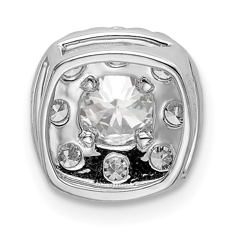 14k White Gold 1 carat Lab Grown Diamond VS/SI+ G+ Complete Cushion Halo Chain Slide Pendant