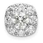 14k White Gold 1 carat Lab Grown Diamond VS/SI+ G+ Complete Cushion Halo Chain Slide Pendant