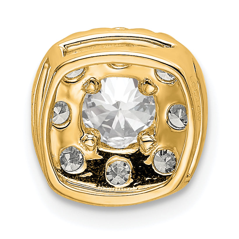 14k 1 carat Lab Grown Diamond VS/SI+ G+ Complete Cushion Halo Chain Slide Pendant