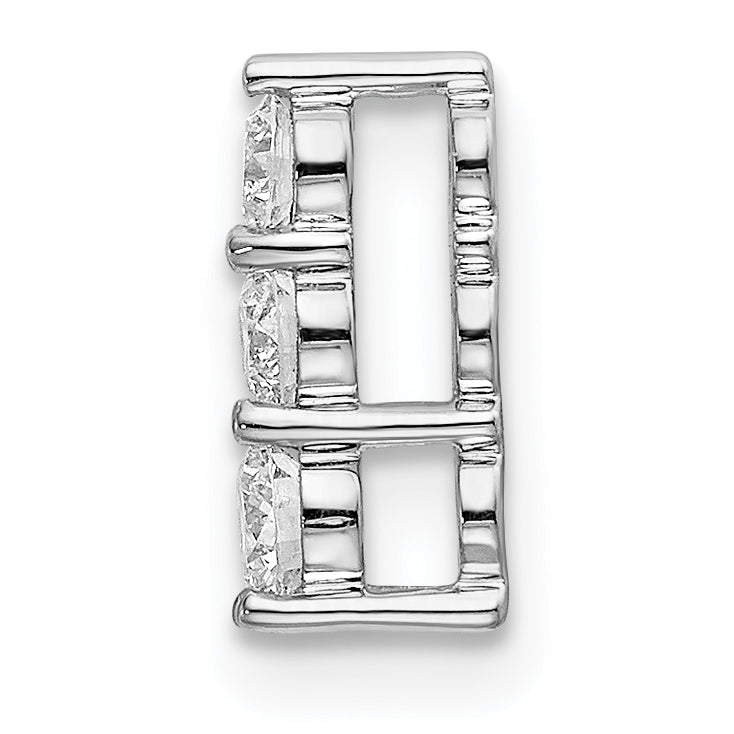 14k White Gold 1/4 carat Lab Grown Diamond VS/SI+ G+ Three Stone Chain Slide Pendant