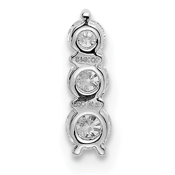 14k White Gold 1/4 carat Lab Grown Diamond VS/SI+ G+ Three Stone Chain Slide Pendant