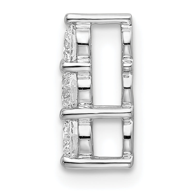14k White Gold 1/3 carat Lab Grown Diamond VS/SI+ G+ Three Stone Chain Slide Pendant Secondary image