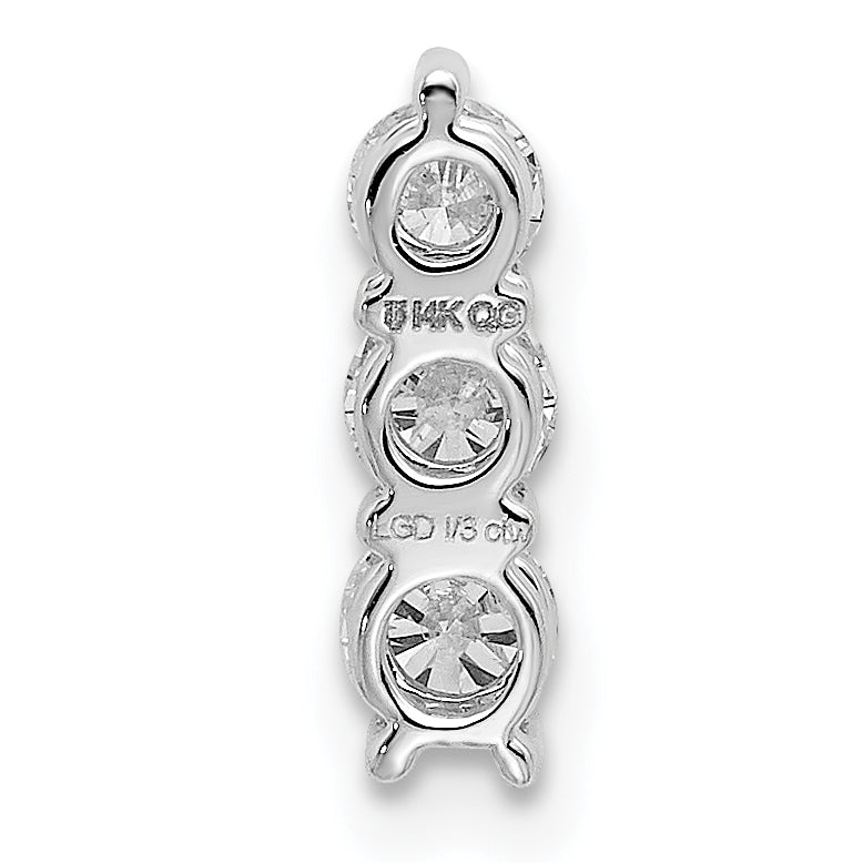 14k White Gold 1/3 carat Lab Grown Diamond VS/SI+ G+ Three Stone Chain Slide Pendant