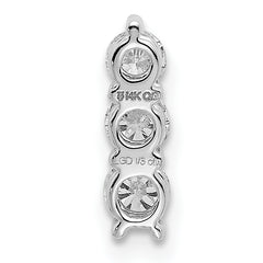 14k White Gold 1/3 carat Lab Grown Diamond VS/SI+ G+ Three Stone Chain Slide Pendant