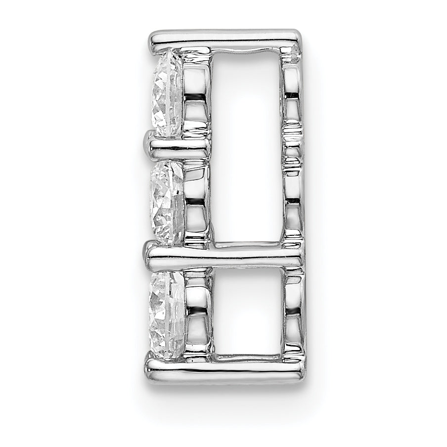 14k White Gold 1/2 carat Lab Grown Diamond VS/SI+ G+ Three Stone Chain Slide Pendant Secondary image