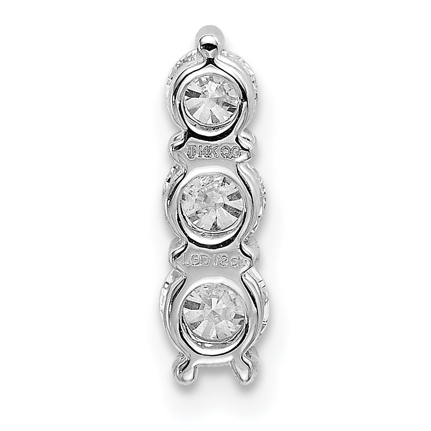 14k White Gold 1/2 carat Lab Grown Diamond VS/SI+ G+ Three Stone Chain Slide Pendant