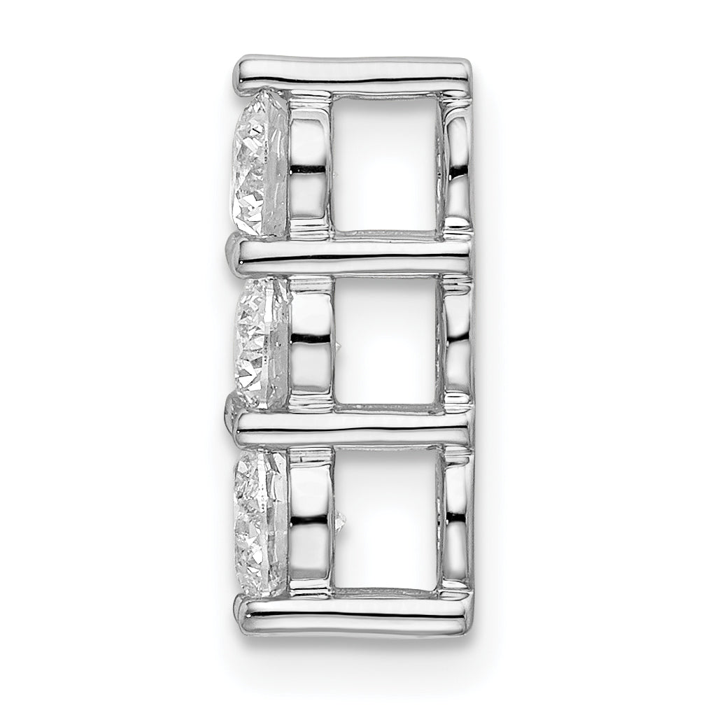 14k White Gold 3/4 carat Lab Grown Diamond VS/SI+ G+ Three Stone Chain Slide Pendant Secondary image