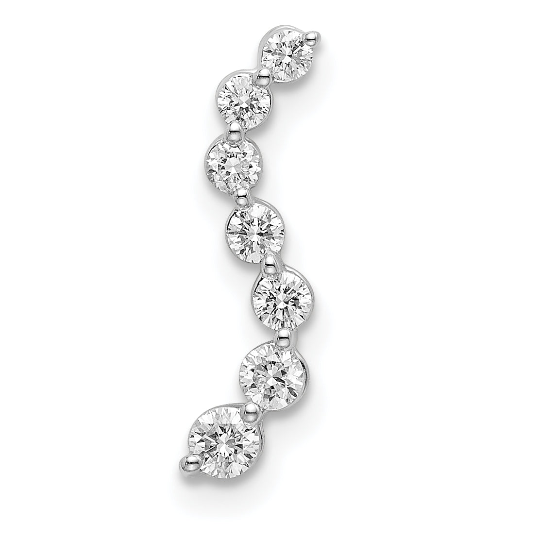 14k White Gold 1/4 carat Lab Grown Diamond VS/SI+ G+ Seven Stone Curved Bar Chain Slide Pendant Main image
