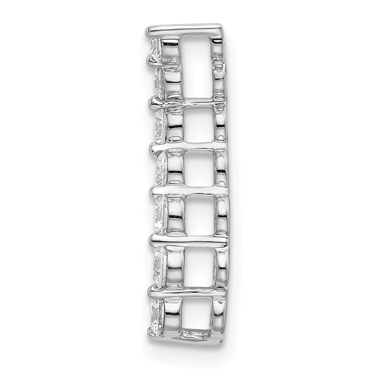 14k White Gold 1/3 carat Lab Grown Diamond VS/SI+ G+ Seven Stone Curved Bar Chain Slide Pendant Secondary image