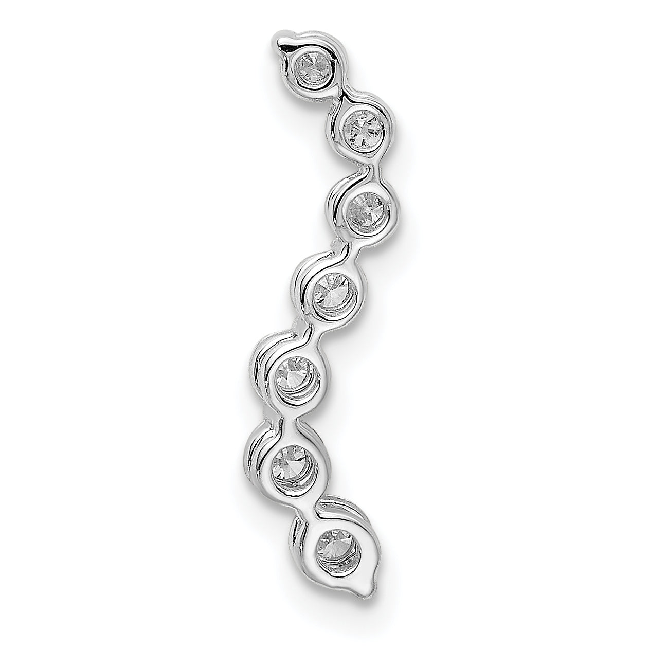 14k White Gold 1/3 carat Lab Grown Diamond VS/SI+ G+ Seven Stone Curved Bar Chain Slide Pendant