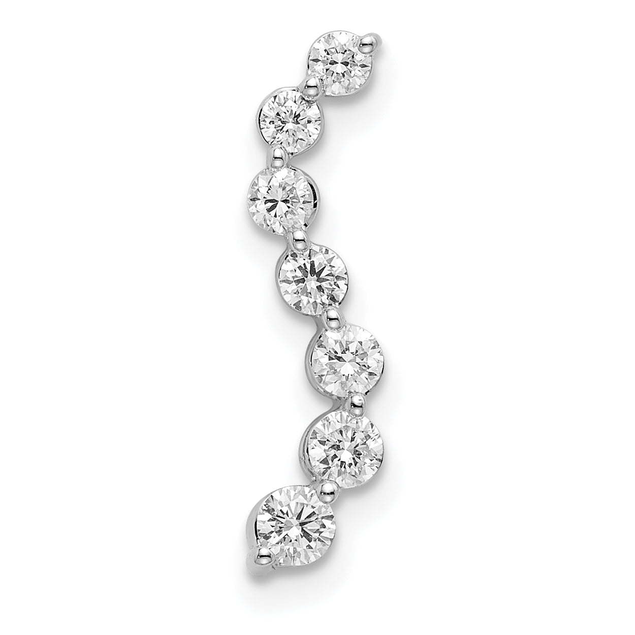 14k White Gold 1/3 carat Lab Grown Diamond VS/SI+ G+ Seven Stone Curved Bar Chain Slide Pendant Main image