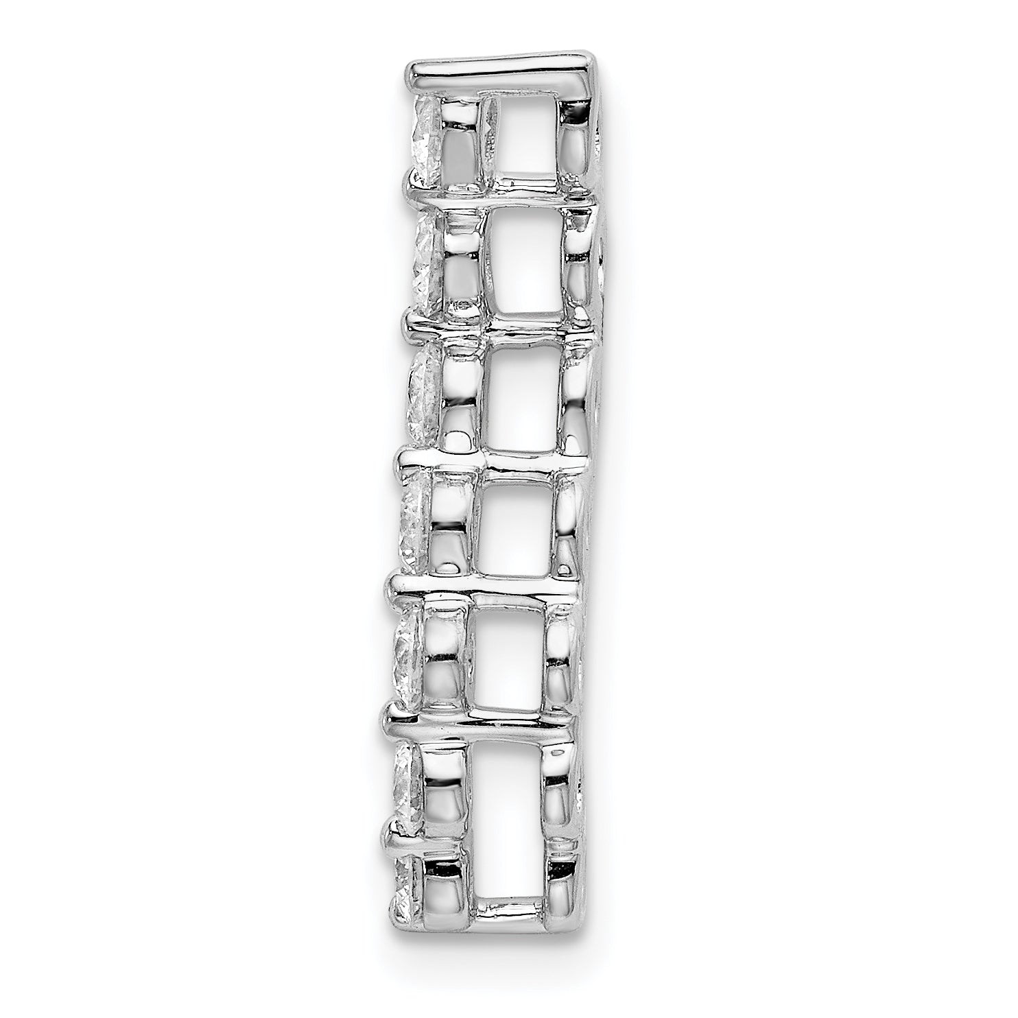 14k White Gold 1/2 carat Lab Grown Diamond VS/SI+ G+ Seven Stone Curved Bar Chain Slide Pendant