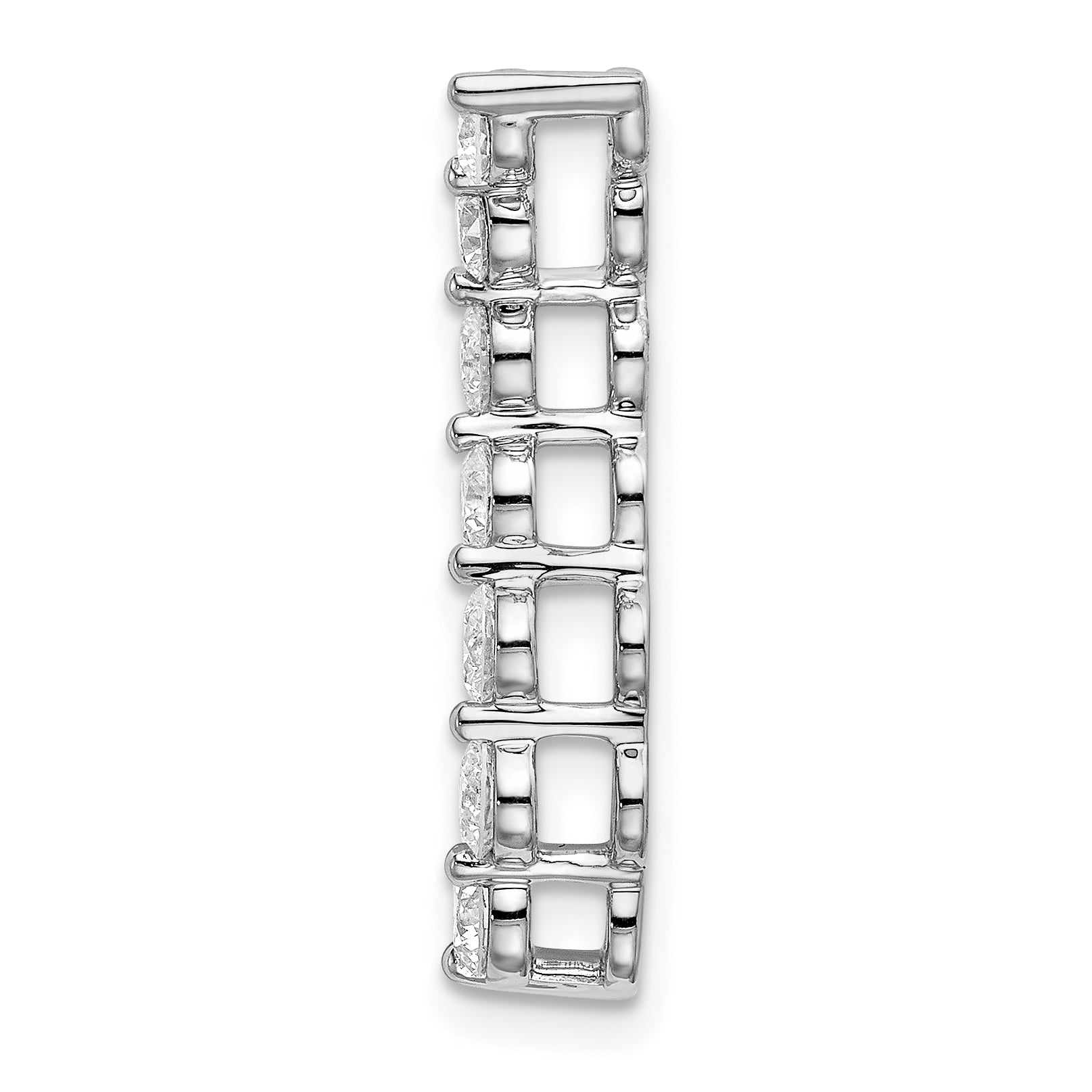 14k White Gold 3/4 carat Lab Grown Diamond VS/SI+ G+ Seven Stone Curved Bar Chain Slide Pendant Secondary image
