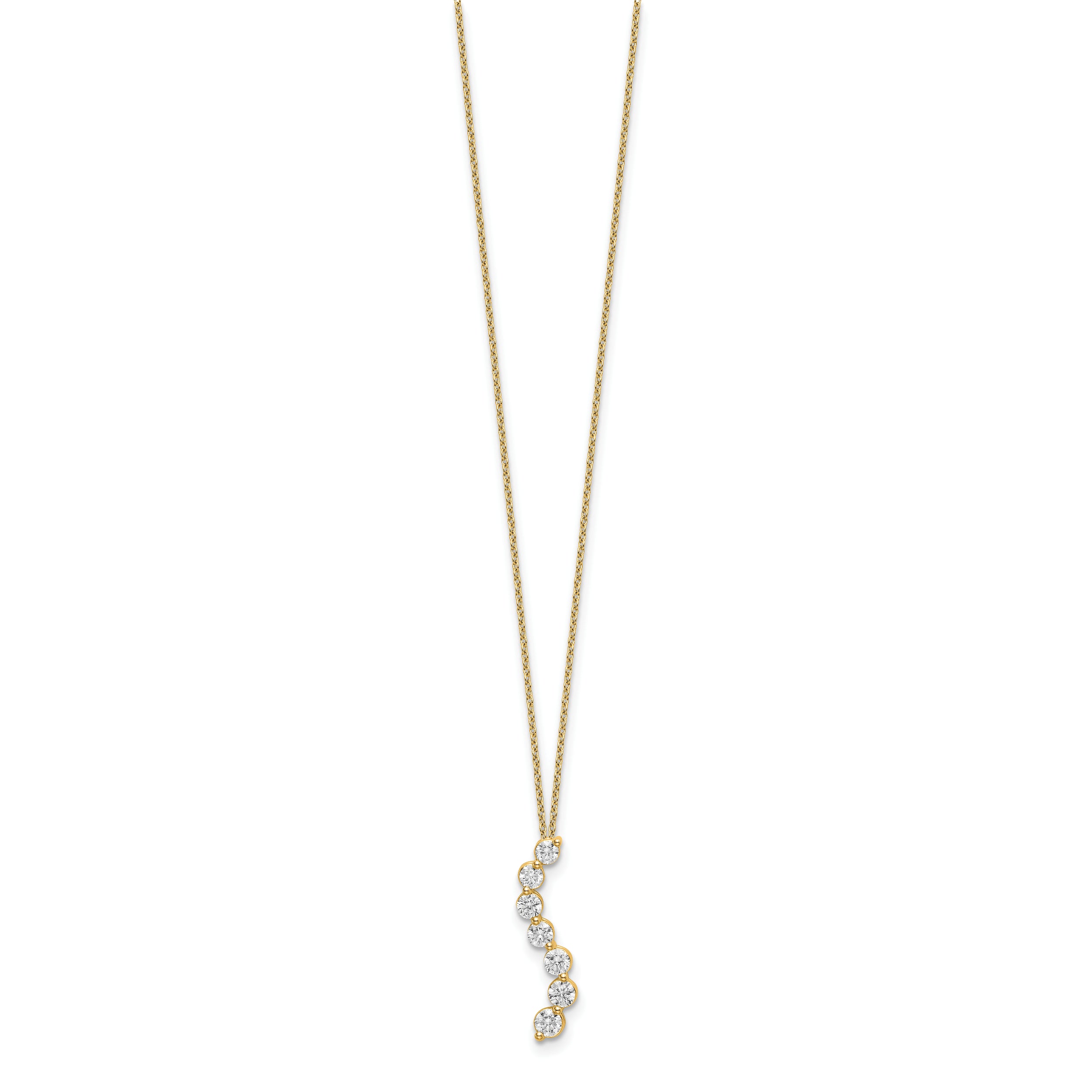 14k White Gold 3/4 carat Lab Grown Diamond VS/SI+ G+ Complete 18 inch Seven Stone Curved Bar Pendant Necklace