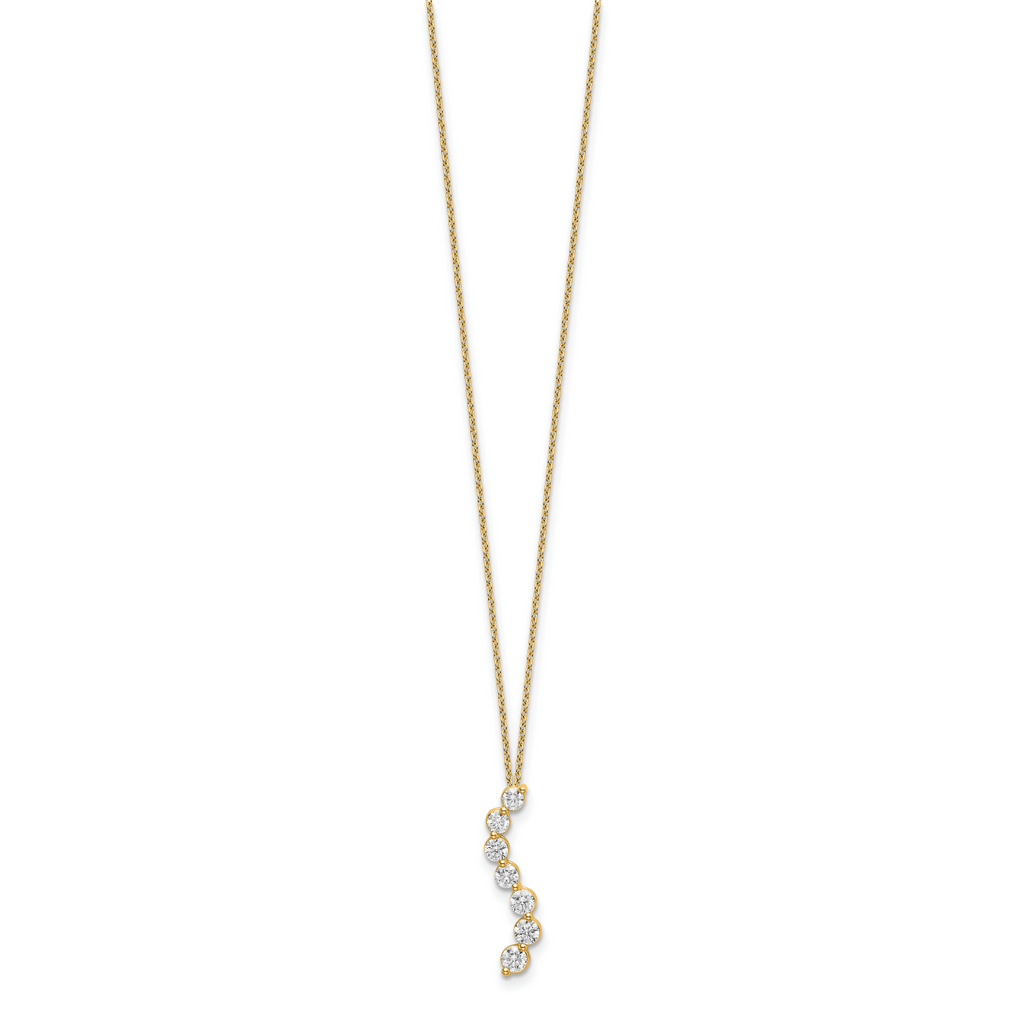 14k White Gold 3/4 carat Lab Grown Diamond VS/SI+ G+ Complete 18 inch Seven Stone Curved Bar Pendant Necklace