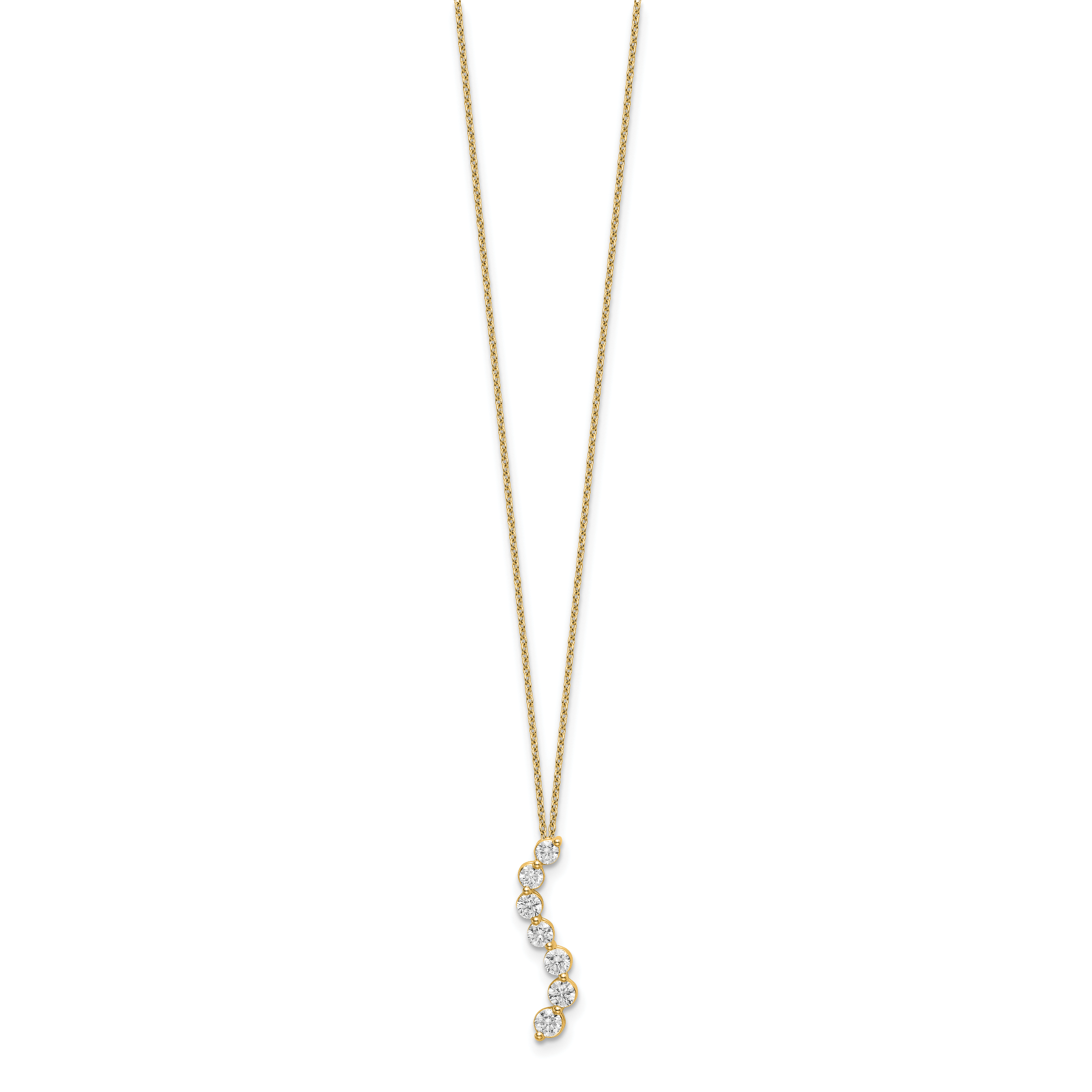 14k White Gold 3/4 carat Lab Grown Diamond VS/SI+ G+ Complete 18 inch Seven Stone Curved Bar Pendant Necklace
