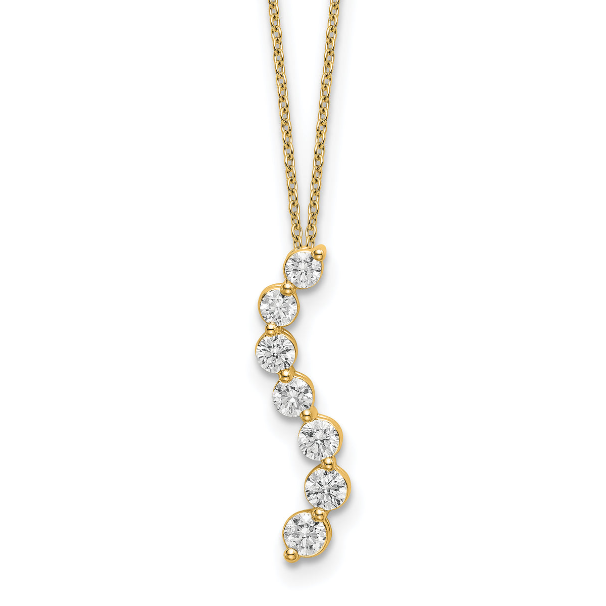 14k White Gold 3/4 carat Lab Grown Diamond VS/SI+ G+ Complete 18 inch Seven Stone Curved Bar Pendant Necklace