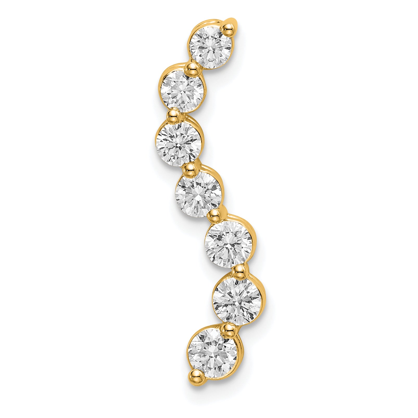 14k 3/4 carat Lab Grown Diamond VS/SI+ G+ Seven Stone Curved Bar Chain Slide Pendant