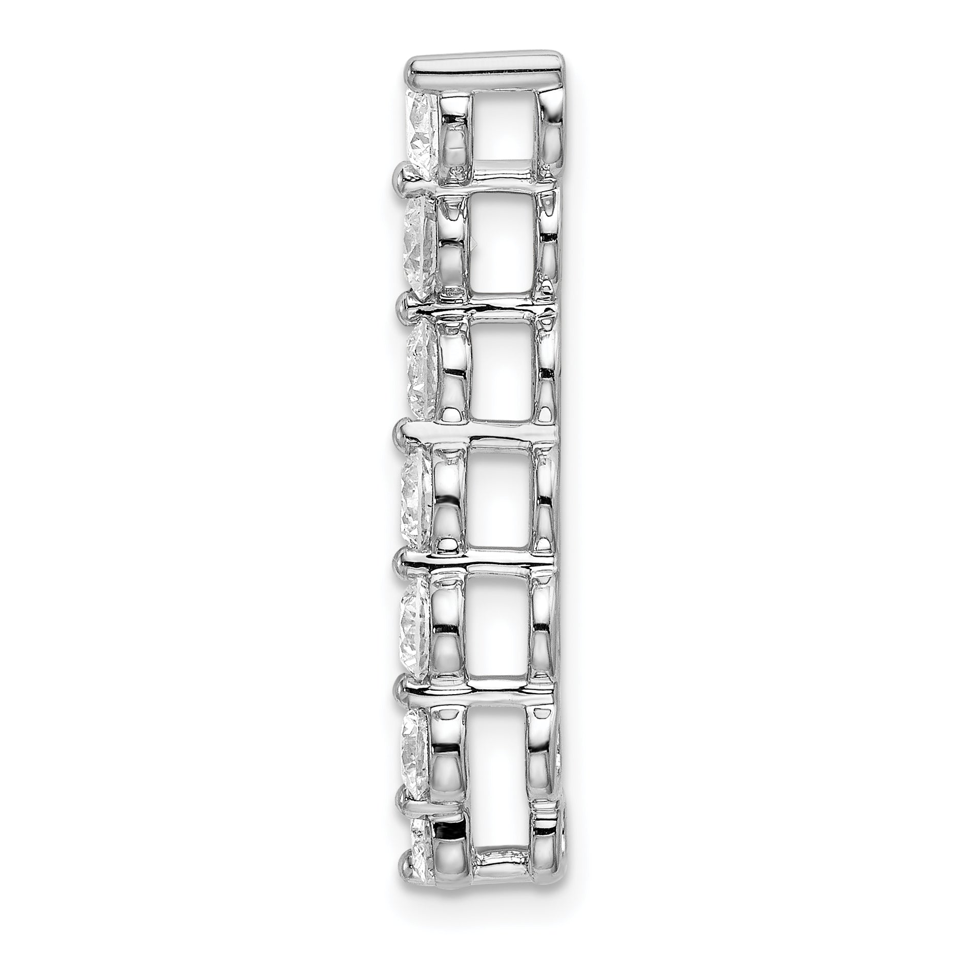 14k White Gold 1 carat Lab Grown Diamond VS/SI+ G+ Seven Stone Curved Bar Chain Slide Pendant Secondary image