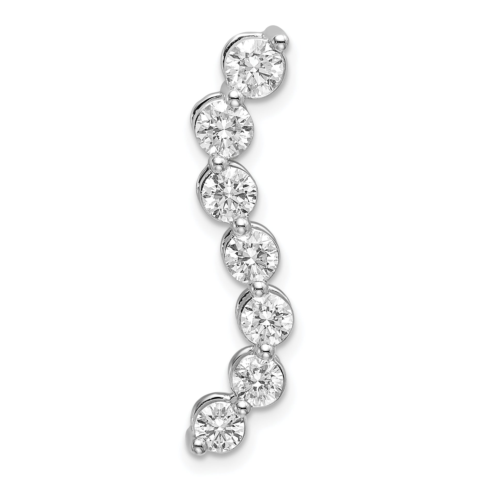 14k White Gold 1 carat Lab Grown Diamond VS/SI+ G+ Seven Stone Curved Bar Chain Slide Pendant Main image