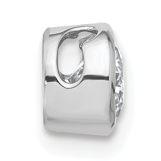 14k White Gold 1/2 carat Lab Grown Diamond VS/SI+ G+ Round Complete Bezel Chain Slide Pendant Secondary image