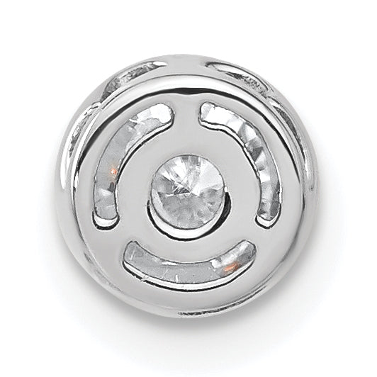 14k White Gold 1/2 carat Lab Grown Diamond VS/SI+ G+ Round Complete Bezel Chain Slide Pendant