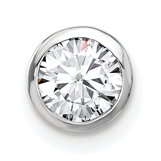 14k White Gold 1/2 carat Lab Grown Diamond VS/SI+ G+ Round Complete Bezel Chain Slide Pendant Main image