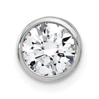 14k White Gold 1 carat Lab Grown Diamond VS/SI+ G+ Round Complete Bezel Chain Slide Pendant