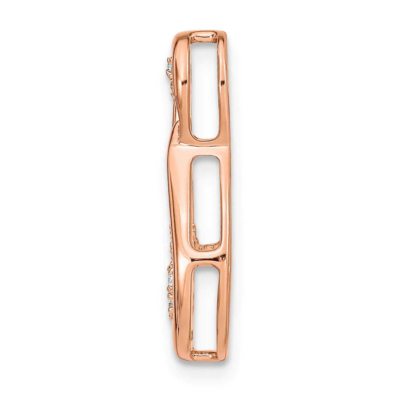 14k Rose Gold 1/8 carat Lab Grown Diamond VS/SI+ G+ Double Teardrop Chain Slide Pendant Secondary image