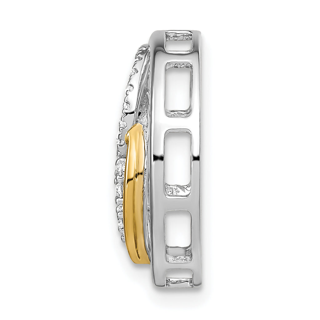 14k Two Tone 1/5 carat Lab Grown Diamond VS/SI+ G+ Complete Circle Cluster Chain Slide Pendant