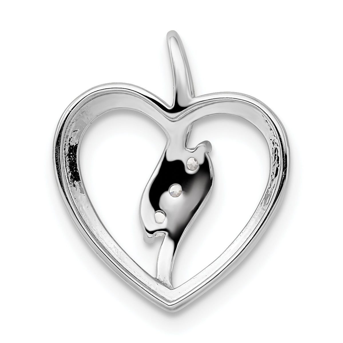 14k White Gold 1/10 carat Lab Grown Diamond VS/SI+ G+ Complete Open Heart Pendant