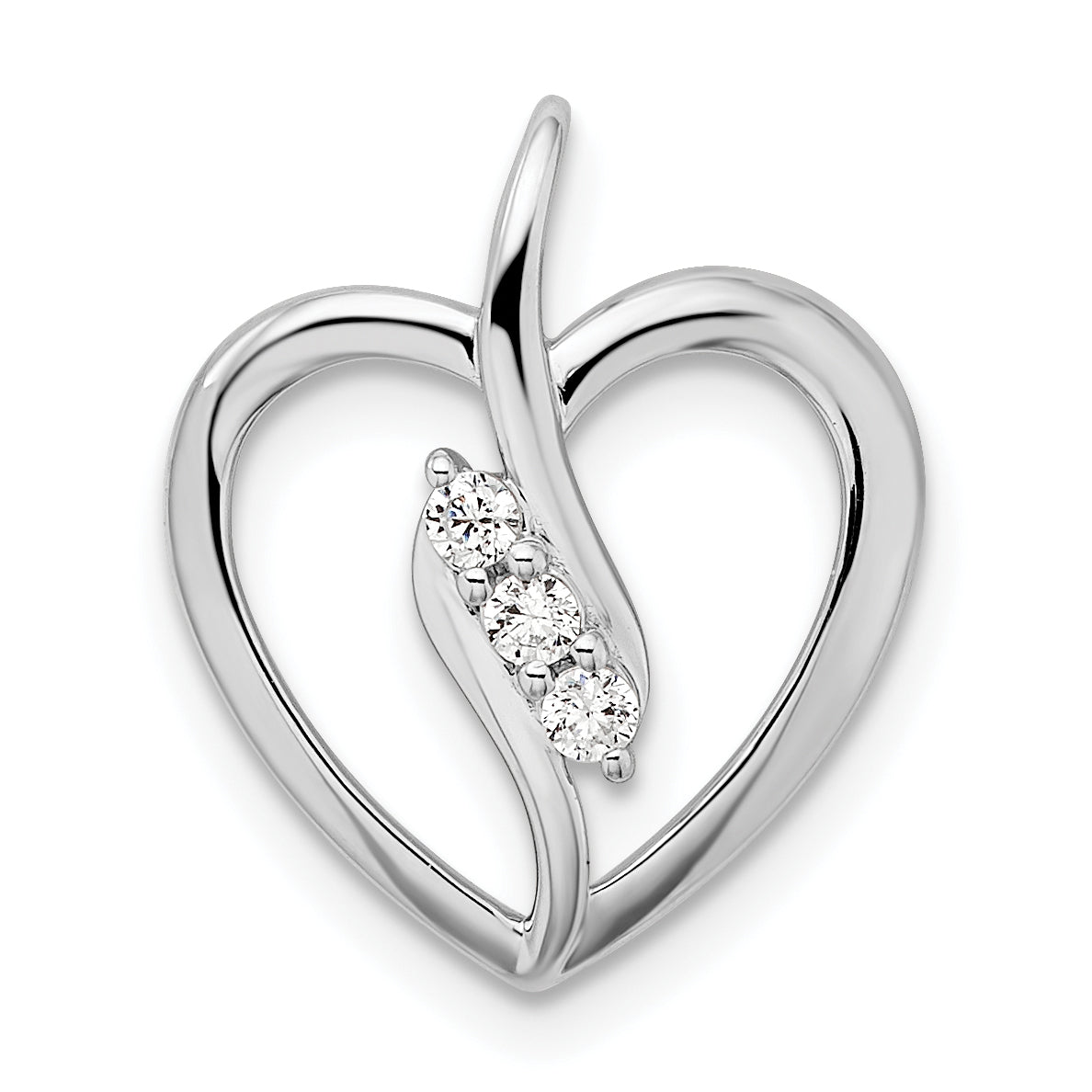 14k White Gold 1/10 carat Lab Grown Diamond VS/SI+ G+ Complete Open Heart Pendant Main image