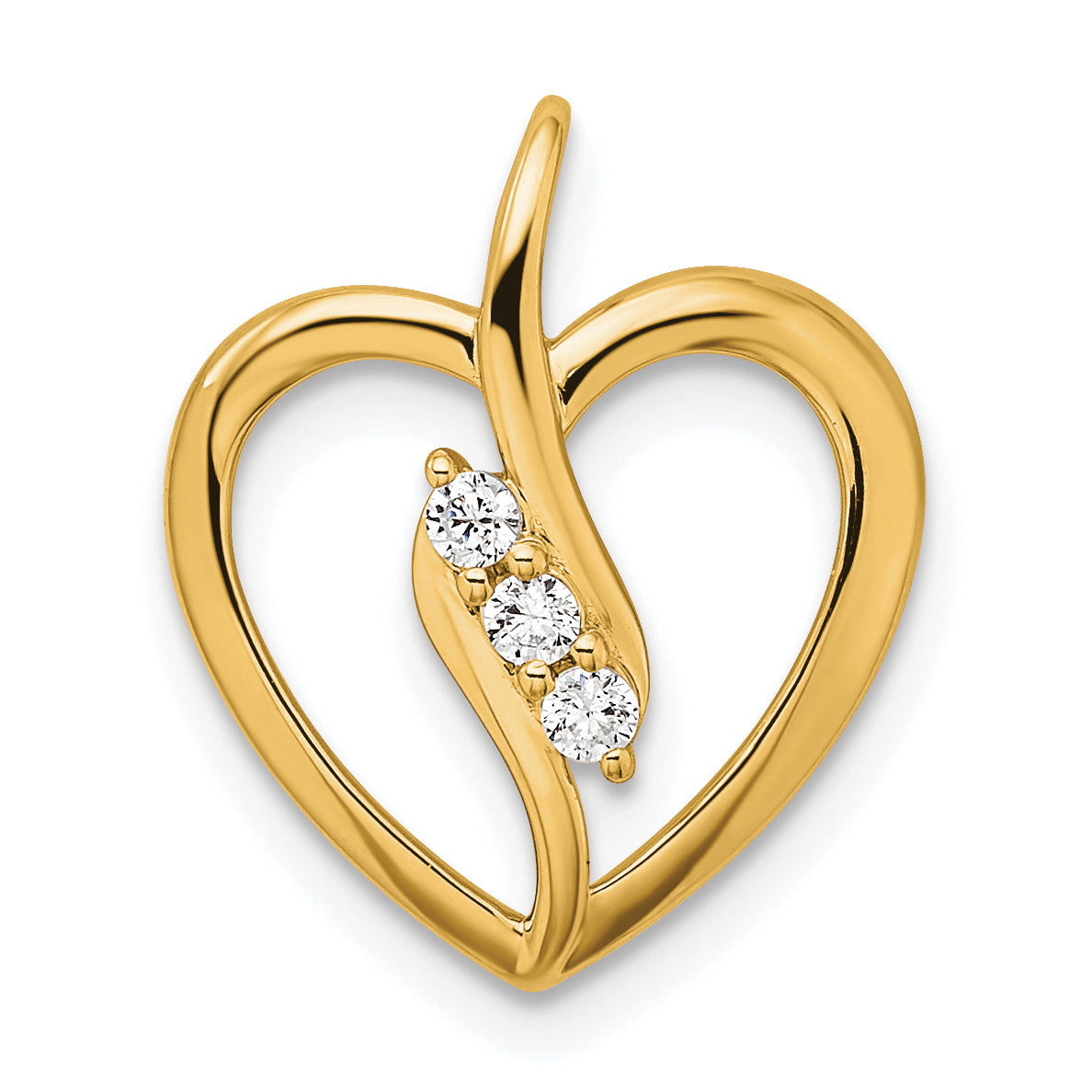 14k 1/10 carat Lab Grown Diamond VS/SI+ G+ Complete Open Heart Pendant