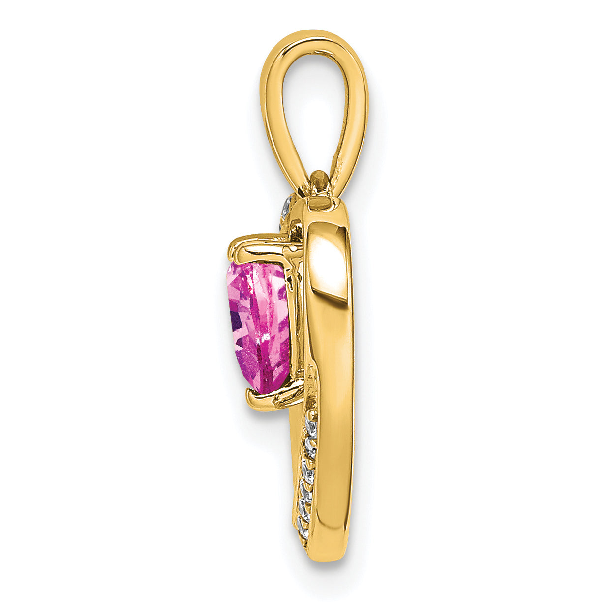 14k Pink Sapphire and Diamond Heart Pendant Secondary image