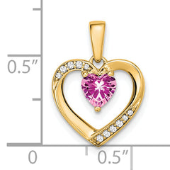 14k Pink Sapphire and Diamond Heart Pendant