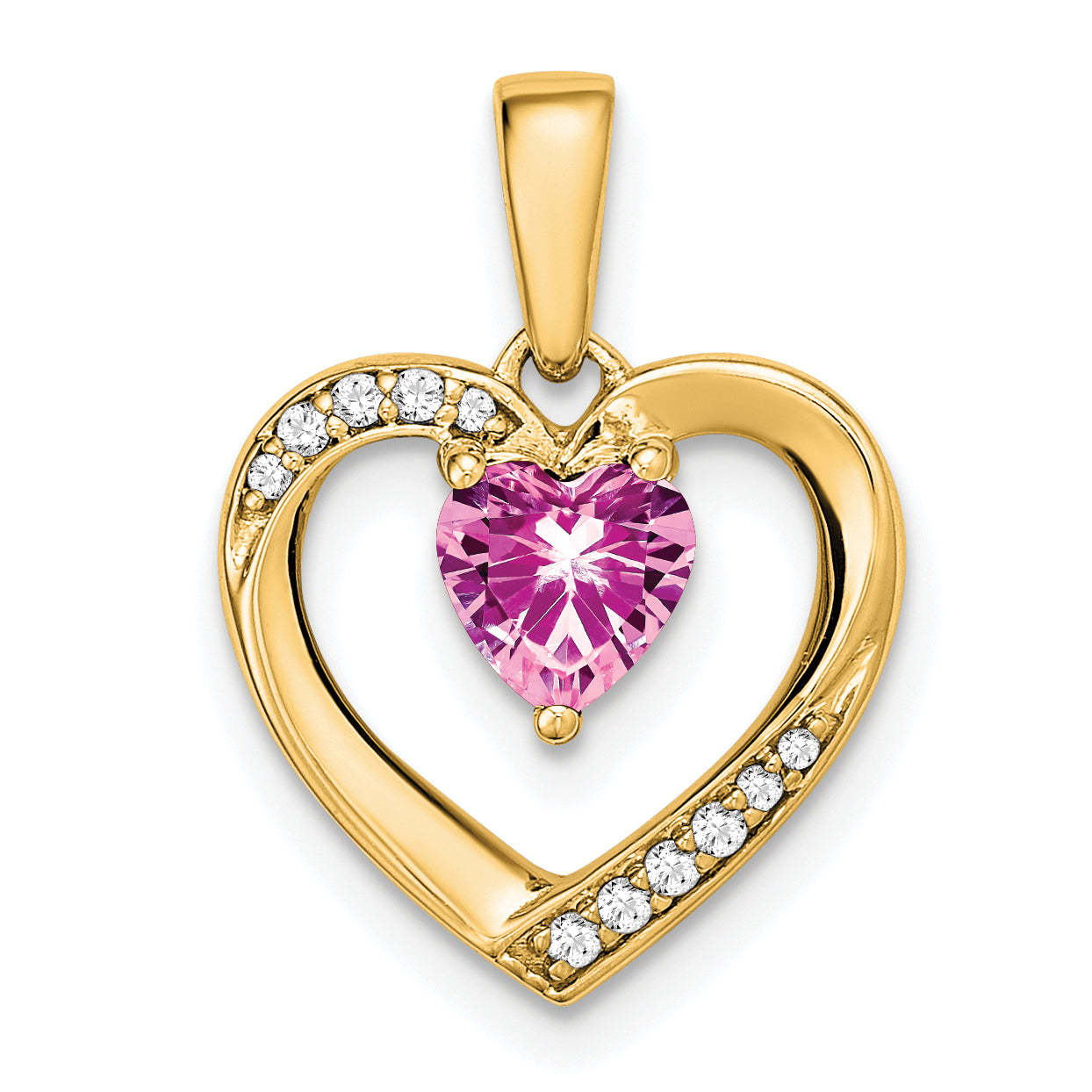 14k Pink Sapphire and Diamond Heart Pendant Main image