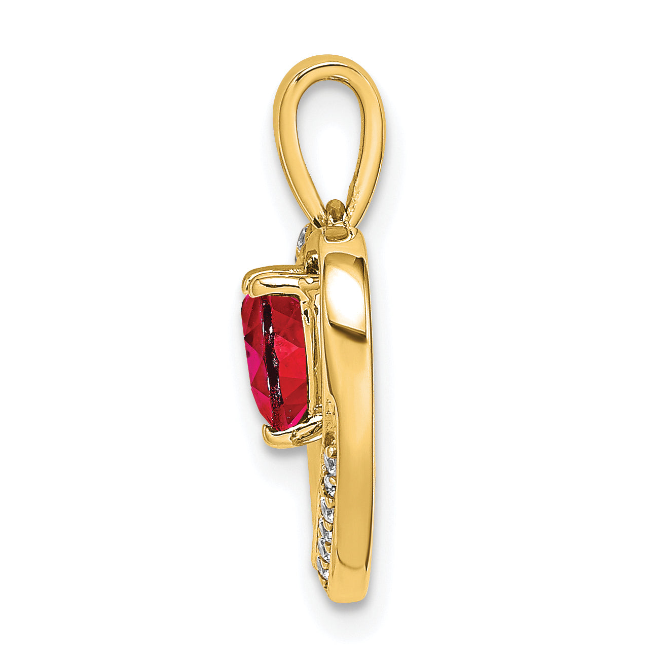 14k Ruby and Diamond Heart Pendant Secondary image