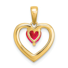 14k Ruby and Diamond Heart Pendant