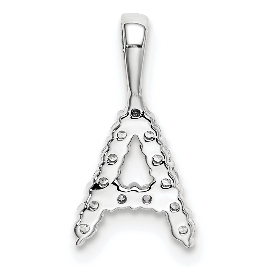 14k White Gold 1/8 carat Lab Grown Diamond VS/SI+ G+ Complete Letter A Initial Pendant