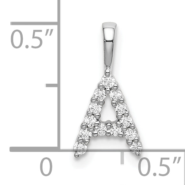 14k White Gold 1/8 carat Lab Grown Diamond VS/SI+ G+ Complete Letter A Initial Pendant