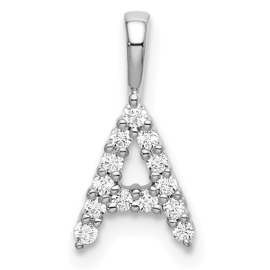 14k White Gold 1/8 carat Lab Grown Diamond VS/SI+ G+ Complete Letter A Initial Pendant
